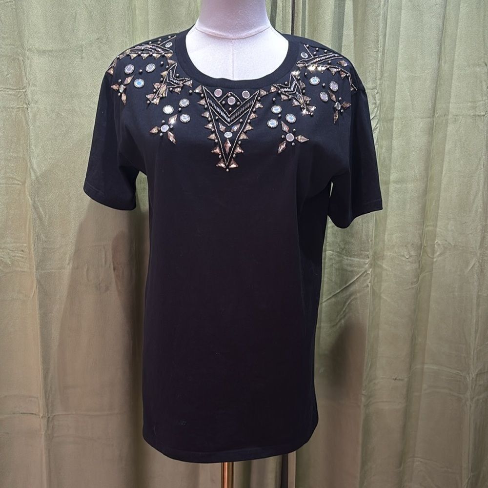 Sandro Embellished Black Top, S - Picture 5 of 11